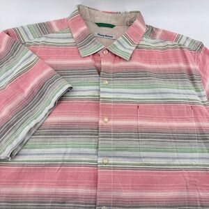 Tommy Bahama Mens Size‎ XXL Short Sleeve Button Up Shirt Tropical Stripe